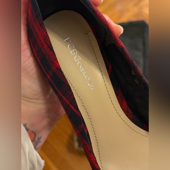 BCBGeneration Red Plaid Heels - Picture 12 of 13